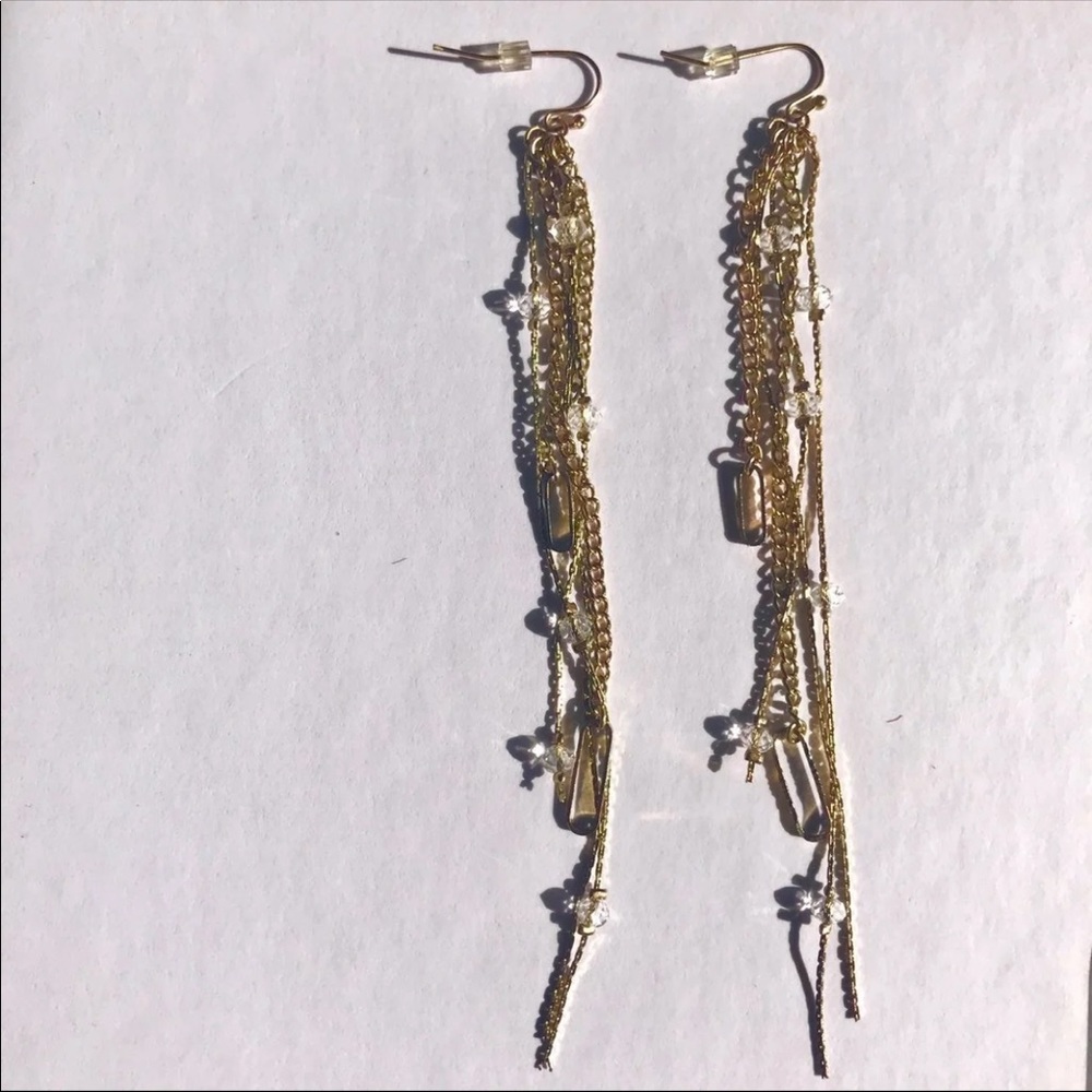 Gold and Jewel Drop Earrings